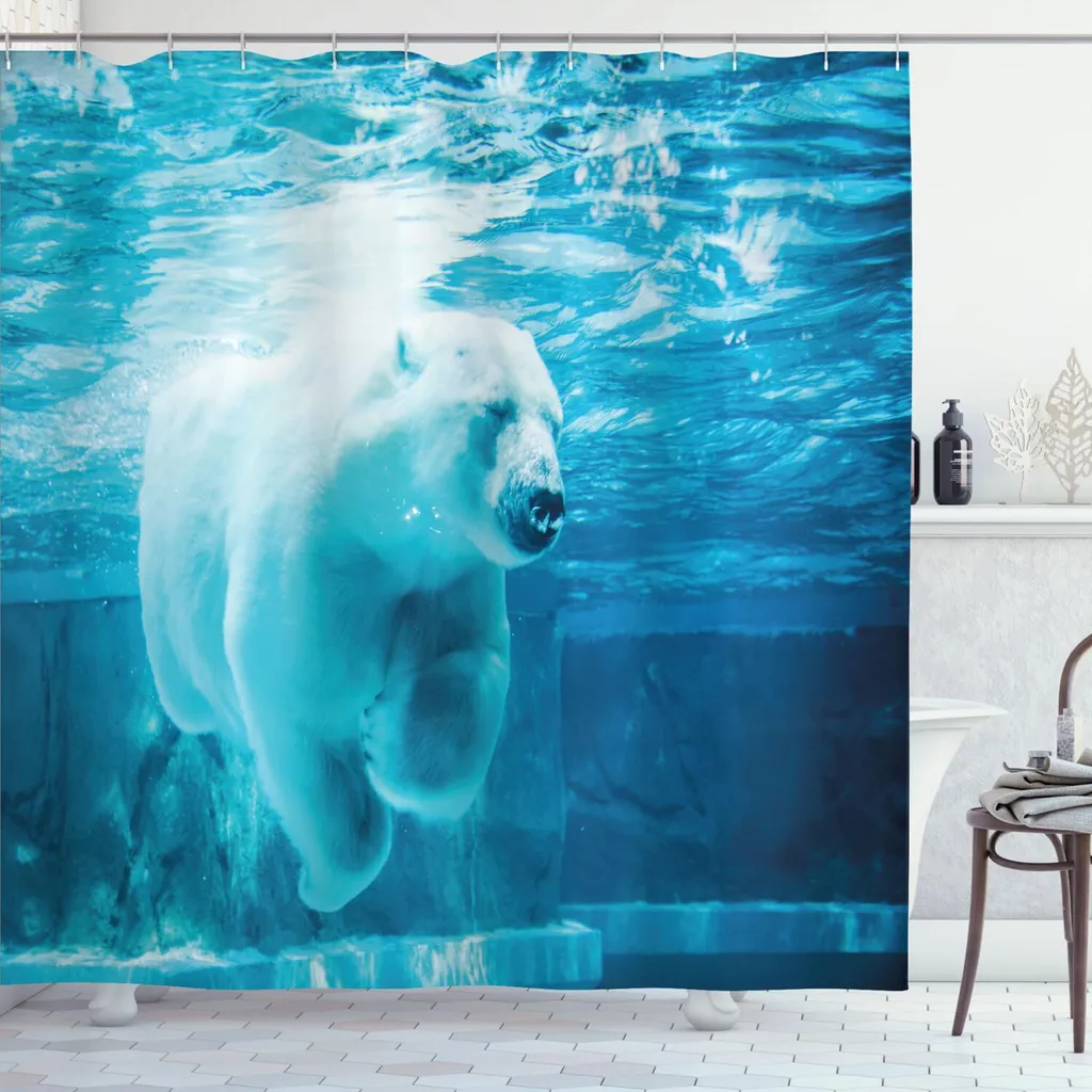 Offerta Tenda Doccia ABAKUHAUS 175x200 Orso Polare - Lavabile