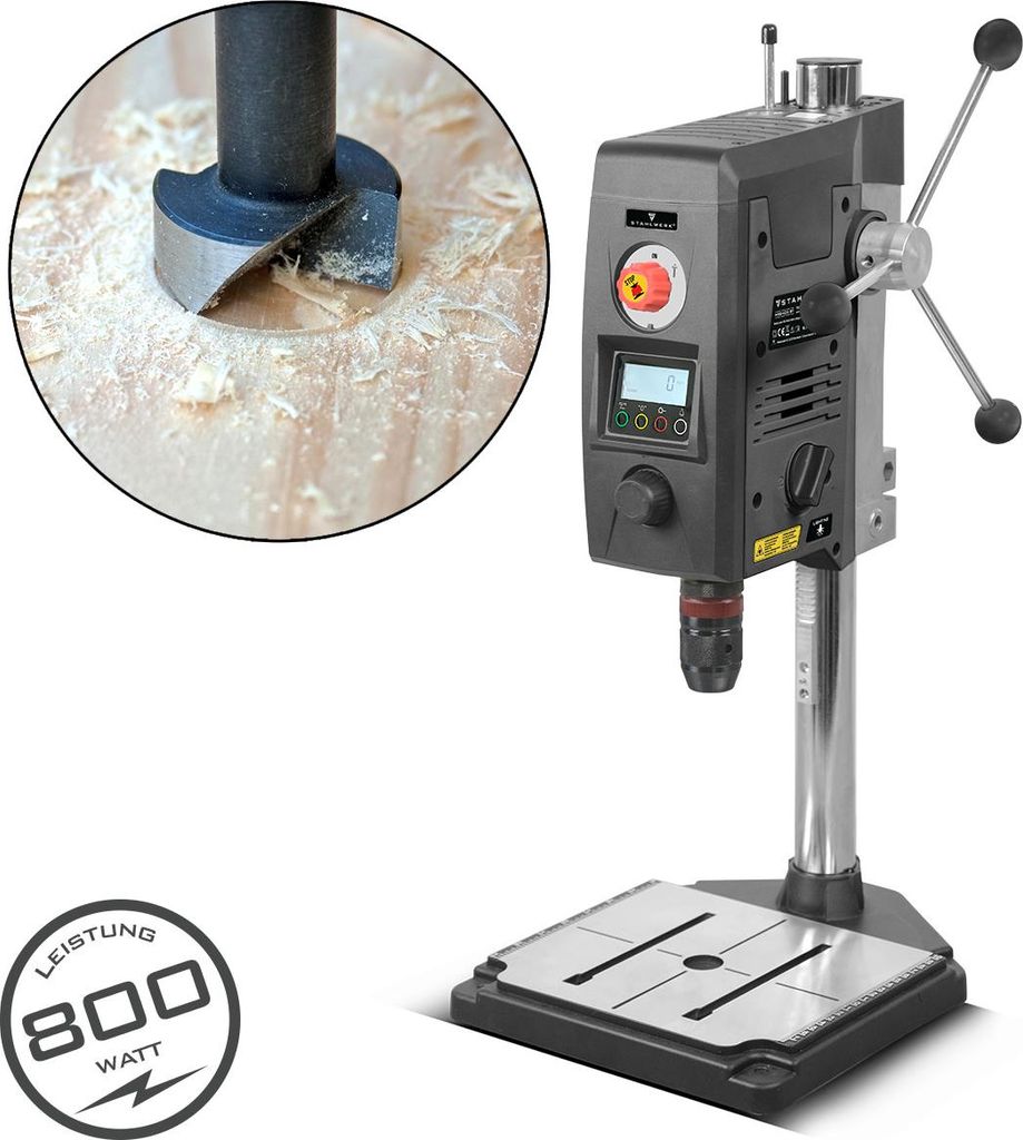 STAHLWERK Tischbohrmaschine 800 W 2.500 U/min Standbohrmaschine mit Laser