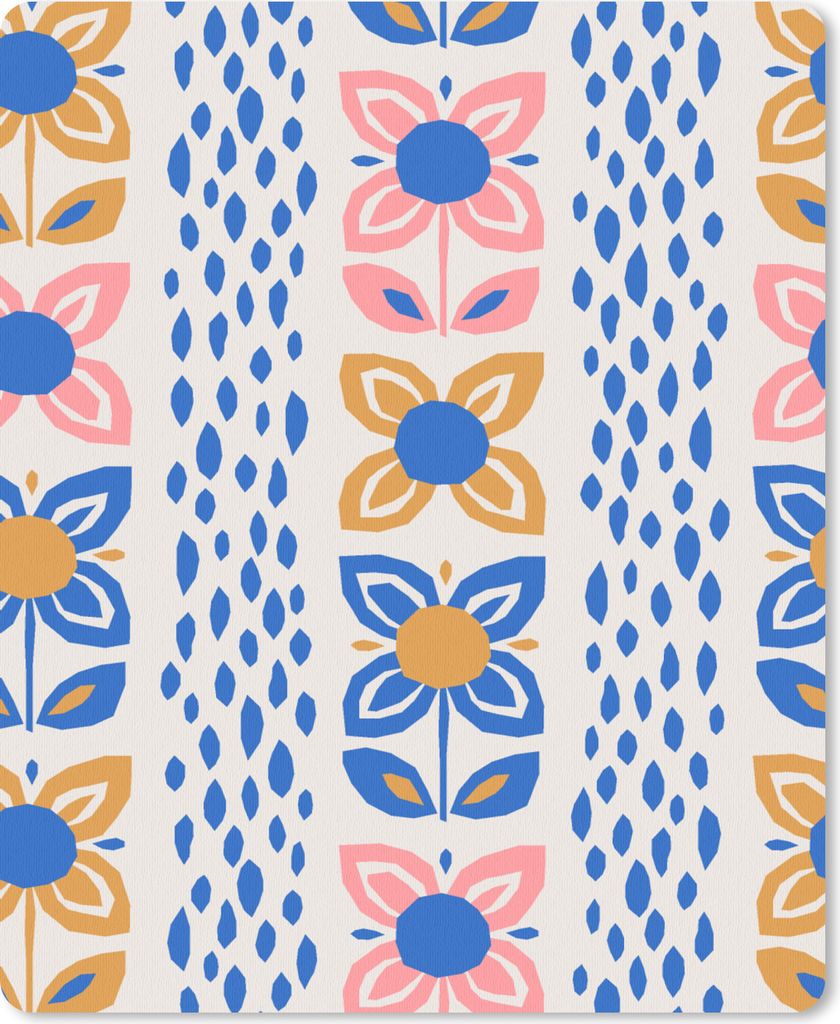 MuchoWow Mauspad Mousepad Blumen - Skandinavien - Muster 30x40 cm - Mousepads - Maus Mat - Pad - Mausunterlage - Mausmatten