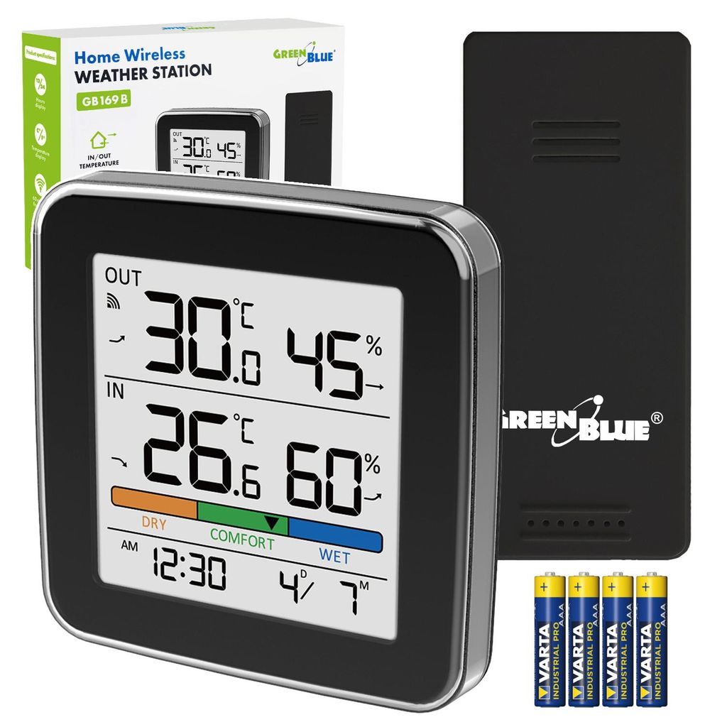 Funk-Wetterstation, Temperatur + Luftfeuchtigkeit Produktbild 