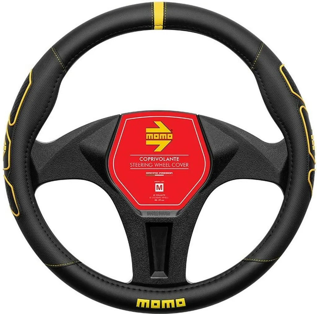 Coprivolante Auto MOMO PRO-BY | Nero/Giallo Ø 38-39cm Racing