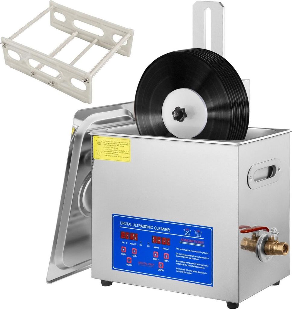 Ultrasonic Cleaner 6L Ultrasonic Vinyl Cleaner 7-12 Inch 8 Records Ultrasonic Vinyl Cleaning Machine 180W Ultrasonic Records Cleaner with Drying Ra...