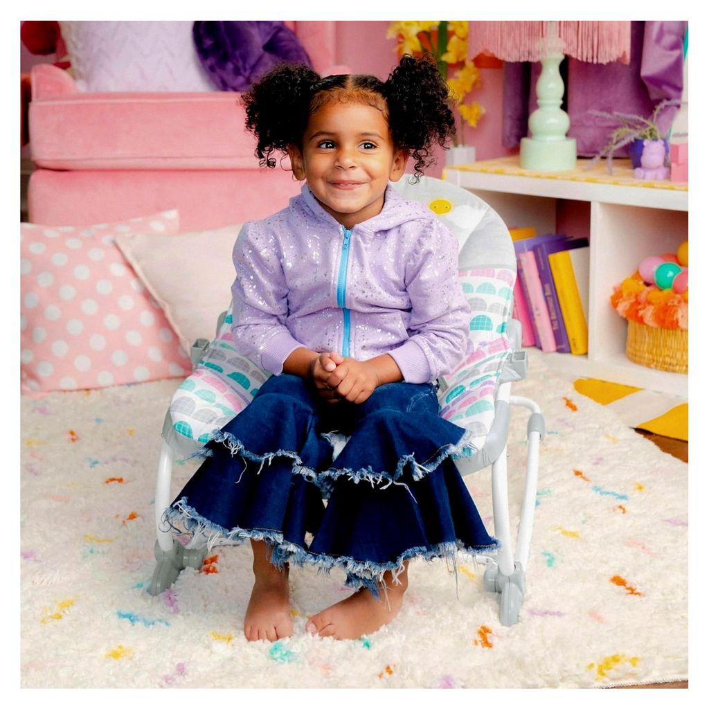 Rosy Rainbow Babywippe mit Vibration, Babysitz für Mädchen oder Jungen, Neugeborenes +