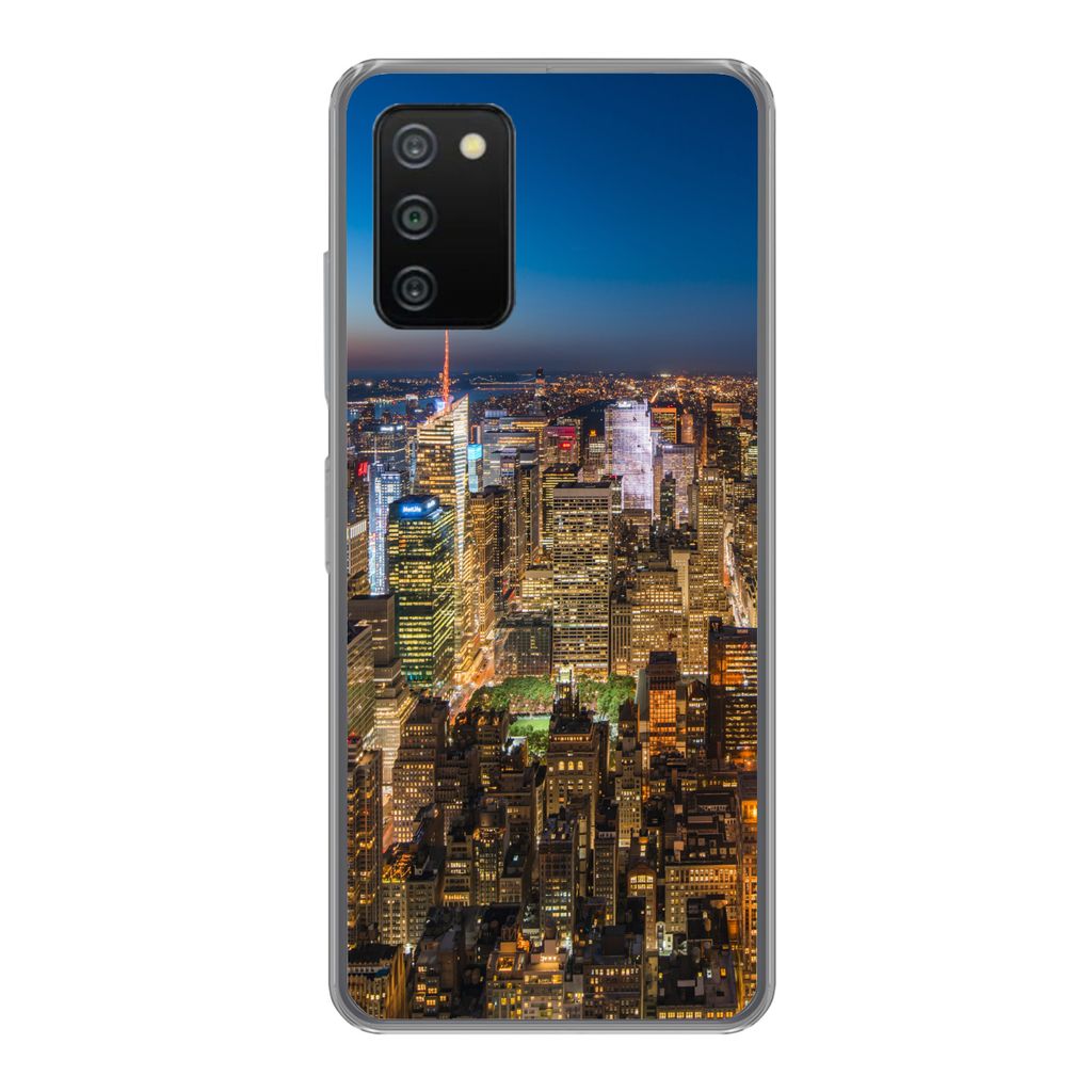 MuchoWow Handyhülle Schutzhülle Hülle für Samsung Galaxy A03s New York - Farben - Nacht Silikon Softcase Handy Hülle - Schutz
