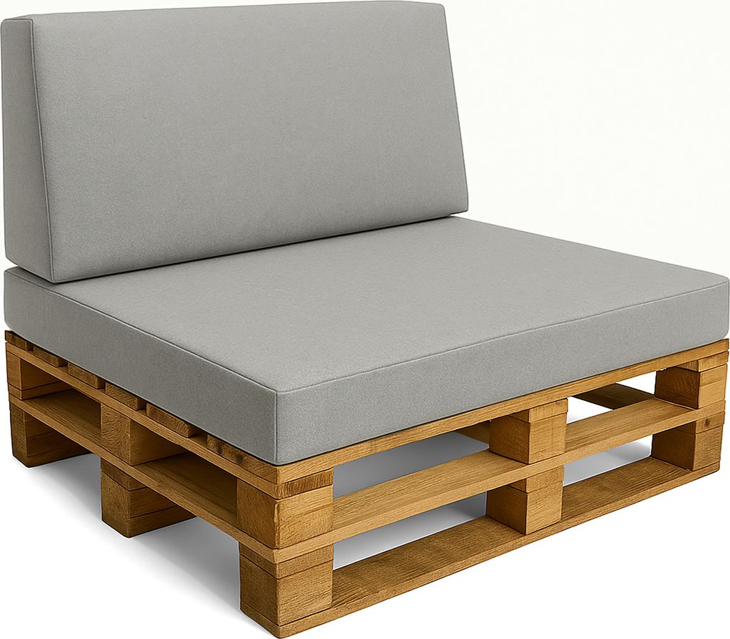Palettenkissen Outdoor Europaletten Set: Sitzkissen 80x120 cm und Rückenkissen 40x120 cm mit Bezug - Schaumstoff Sitzpolster für Paletten und Pal...