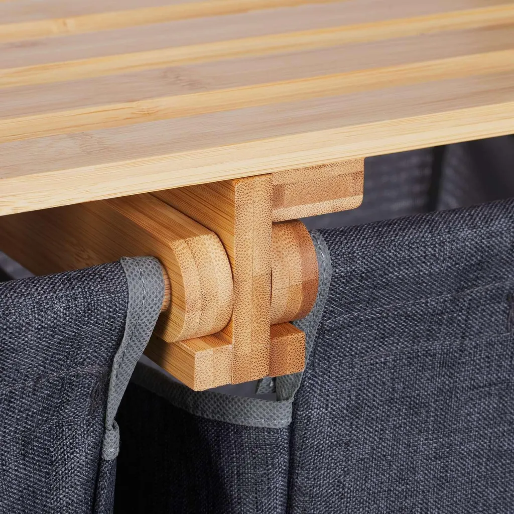Meuble Buanderie Panier à Linge Double avec Tablette de Rangement Chic - 8