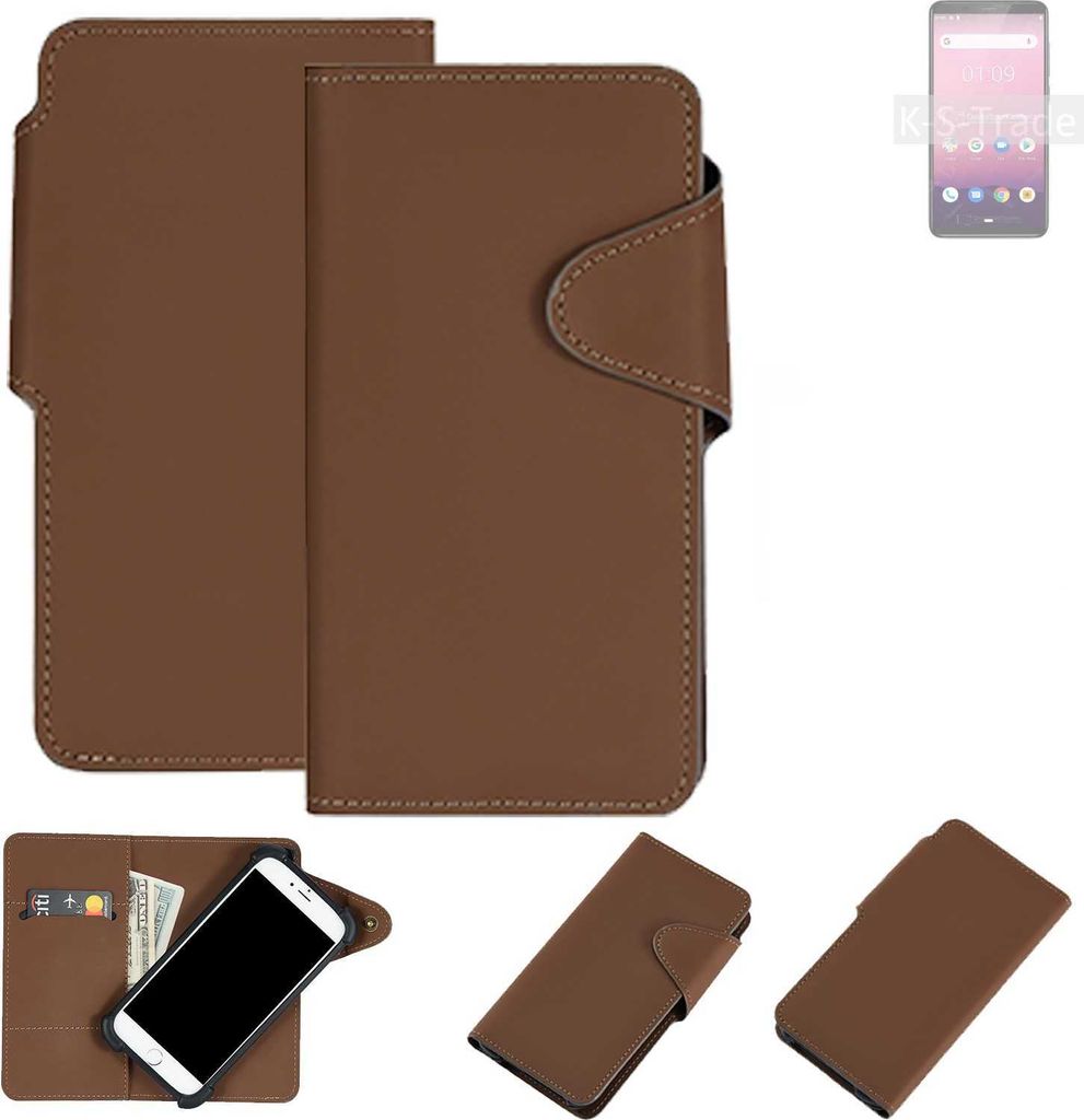 K-S-Trade Schutzhülle Klapphülle Kunstleder für Cubot J7 braun Handy Hülle Wallet Case