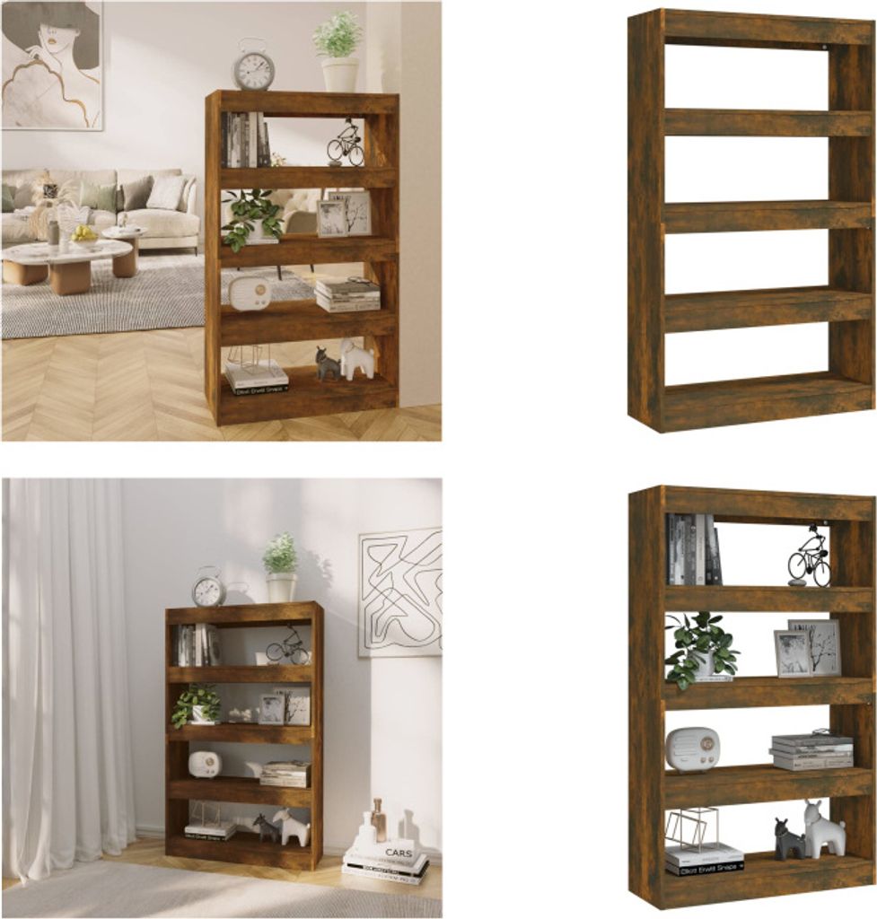 vidaXL Bücherregal/Raumteiler Räuchereiche 80x30x135 cm Holzwerkstoff - Bücherregal - Bücherregale - Bücherschrank - Lagerregal