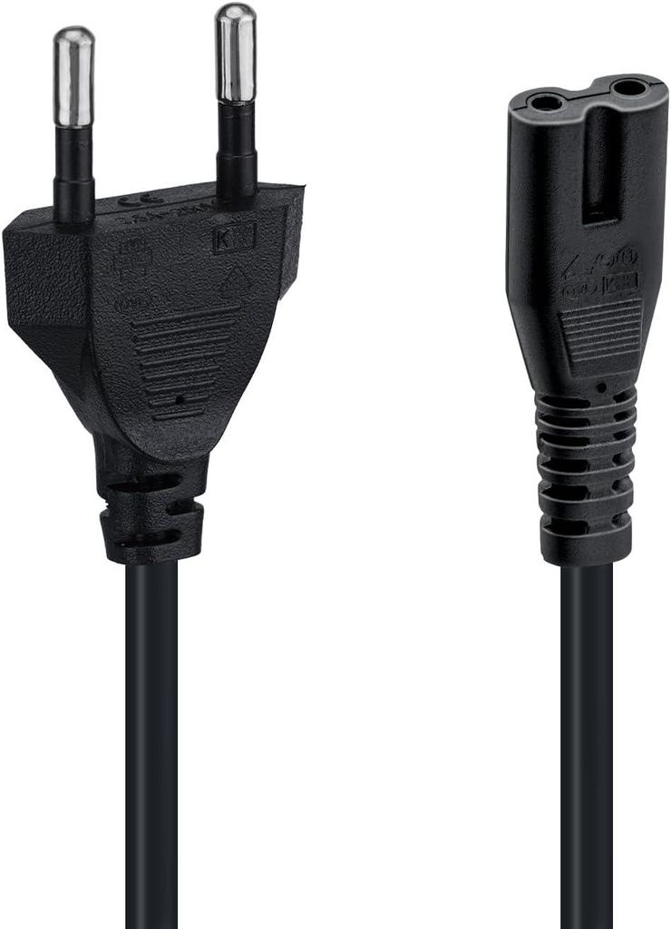 1m Stromkabel C7 Eurostecker Achterstecker 2-poliges Netzkabel für PS5 PS4 PS3 PS2 PS1 Xbox Smart-TV Drucker Radio & Monitor Ersatz Kleingerätekabel