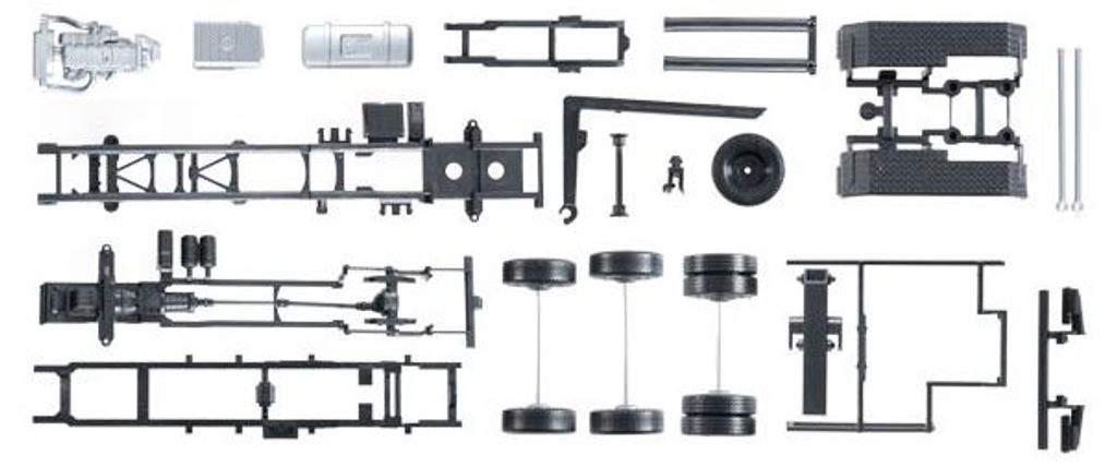 Herpa 084277 - 1/87 Fahrgestell MB Actros LKW mit Abrollkinematik (2 Stück) Neu