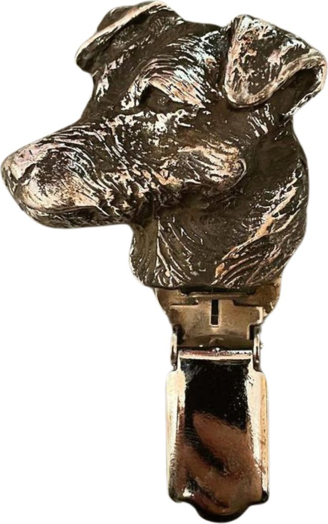 Jack Russell Terrier - Brosche mit Clip, Startnummernhalter, versilberte Anstecknadel für Hundeausstellungen der Marke Art-Dog