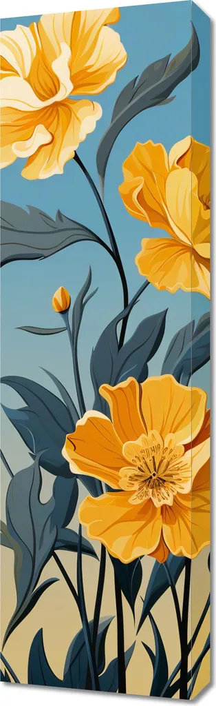 Image 30 x 100 cm Fleurs dorées du matin - Tableau Toile Déco Murale