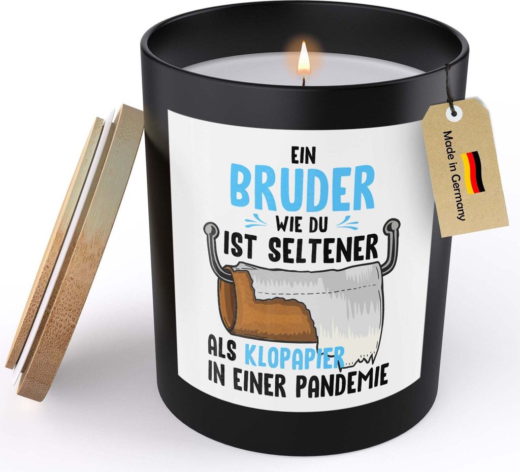 22Feels Bruder Geschenk Spruchkerze "Wie Du" Sojawachs Kerze im Glas Männer Geschwister Geburtstag Weihnachten Handgemacht mit Spruch Duft Deko Ve...