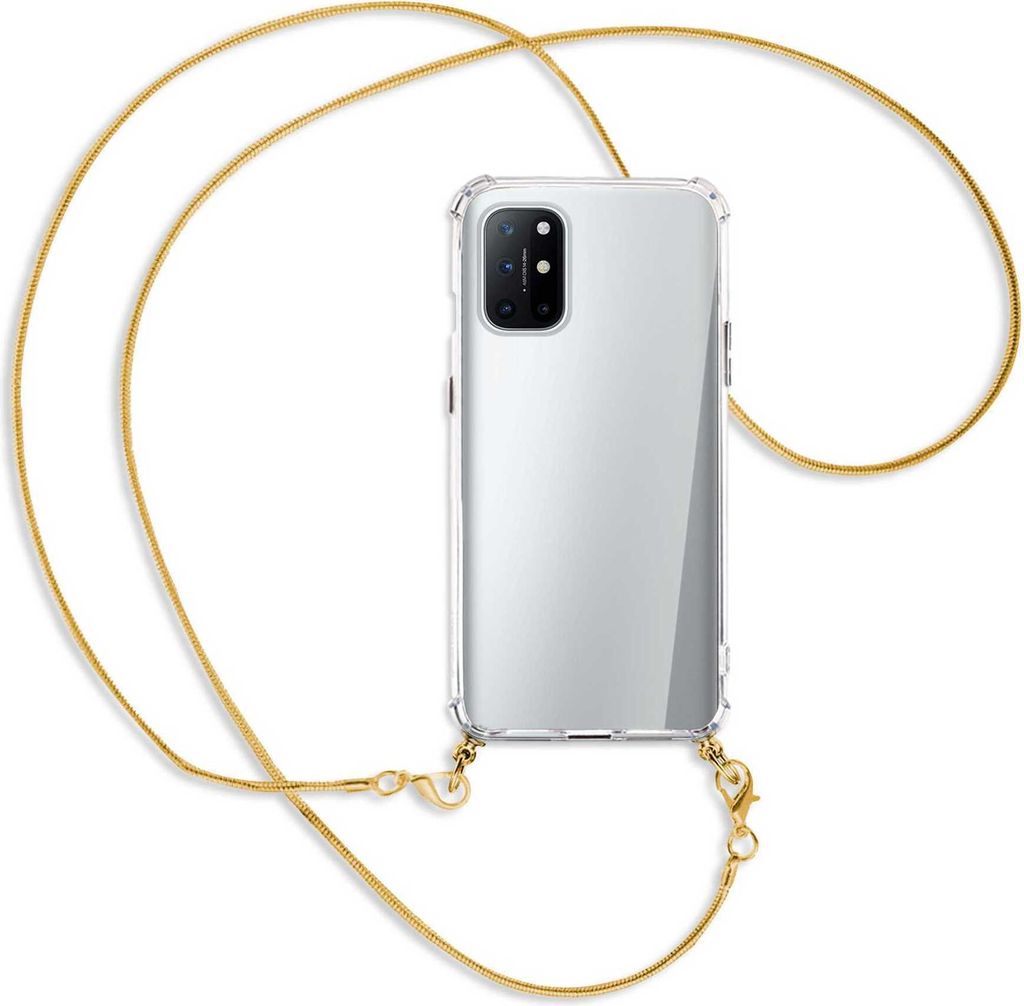 Handykette Backcover-Schutzhülle mit Band (Metall goldfarben) für OnePlus 8T - goldfarbene Kette Snake