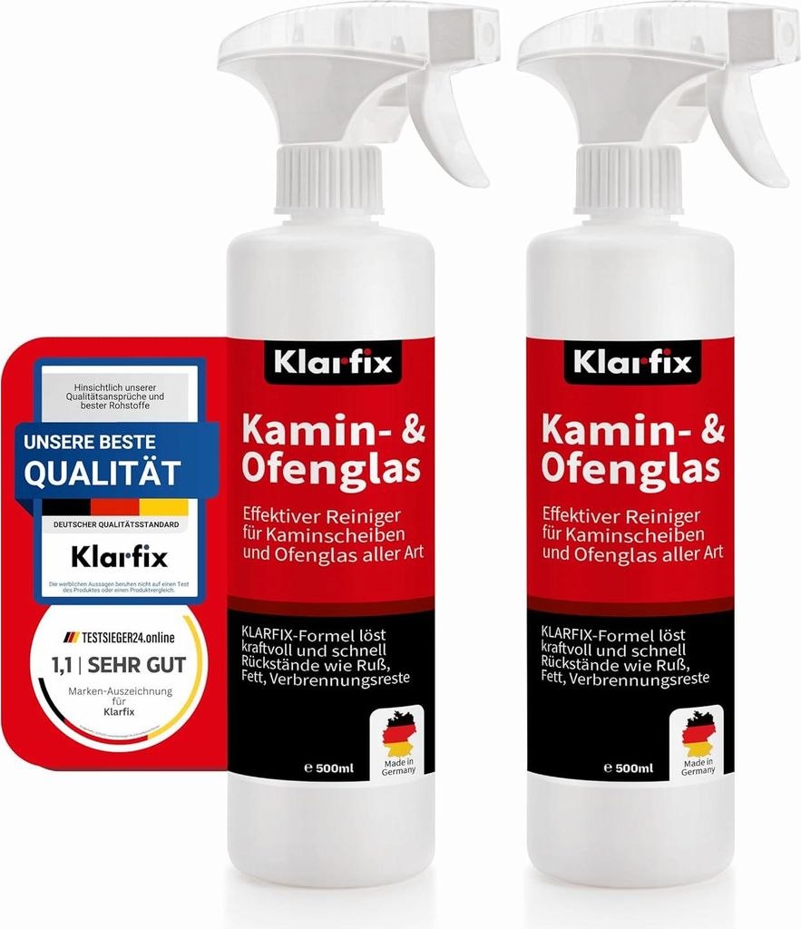 Kamin- und Ofenglasreiniger | Entfernt Ruß, Fett, Verbrennungsreste, Teer, Schmutz und Staub | Ideal für Kamine und Öfen aller Art | Kraftvolle ...