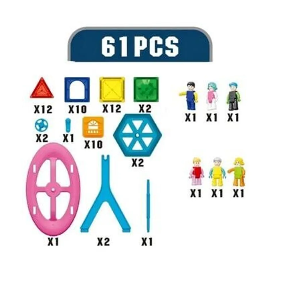 Blocs De Construction Magnétiques 61 Pièces – Jouet STEM Pour Enfants 3-8 Ans – Aimants Puissants