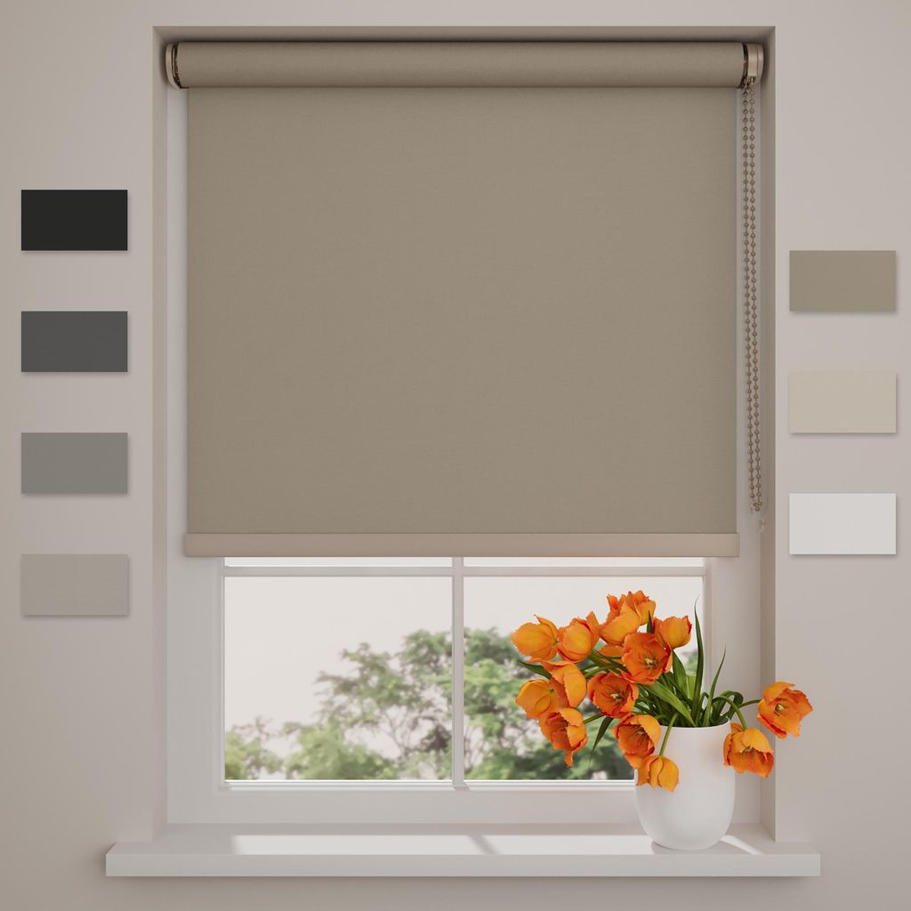 DTCH - Verdunkelungsrollo - Easy Royal - Beige Grau - 220 x 190 cm (BxH) - Ohne Bohren