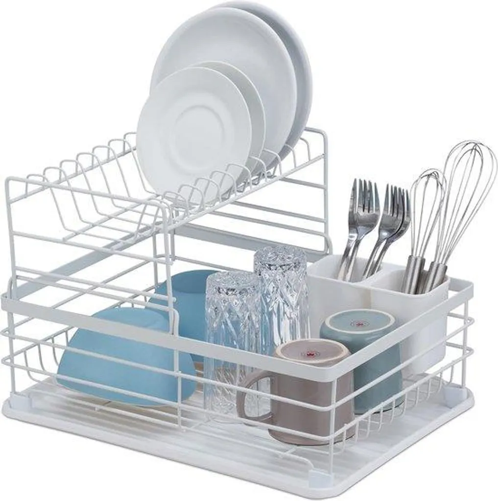 Égouttoir à vaisselle en acier inoxydable blanc pliable 42,5 x 31,5 cm