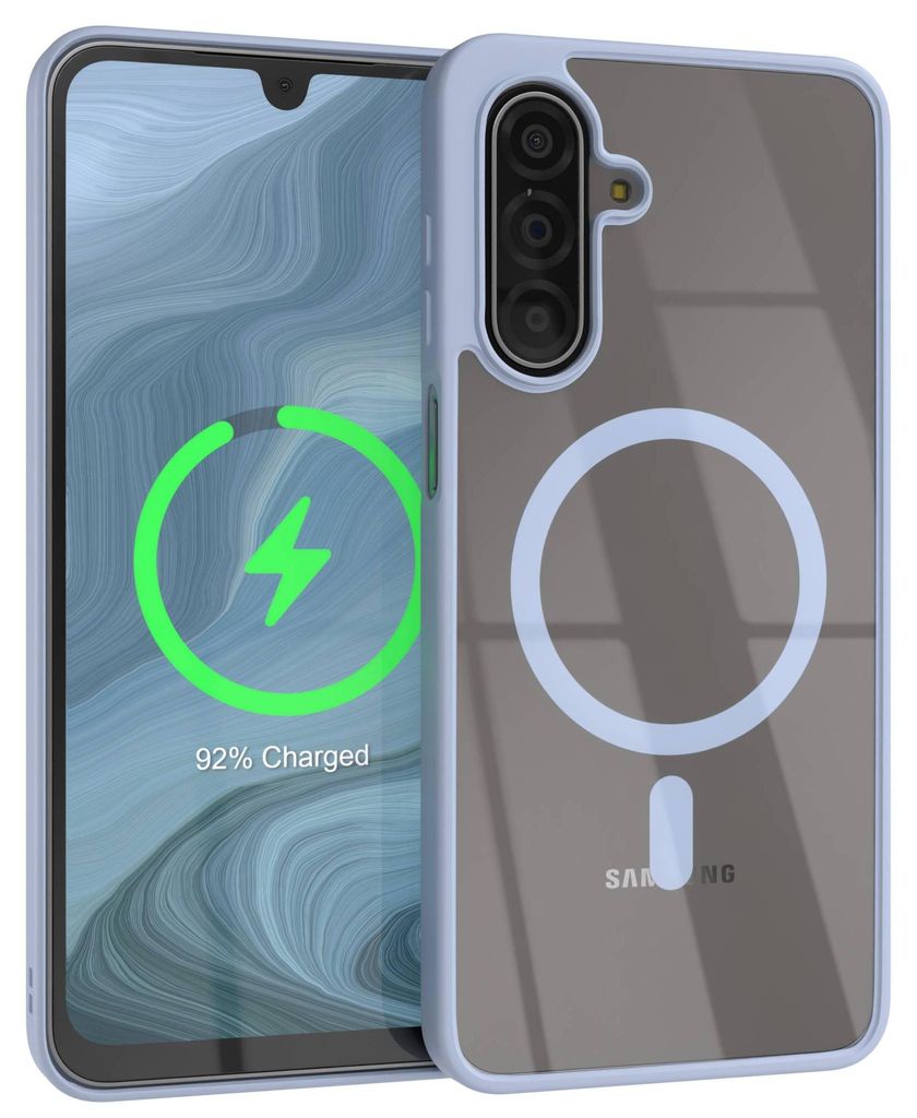 EAZY CASE Clear MagSafe Case für Samsung Galaxy A17, Qi-Charging, Silikon mit Kameraschutz, Bumper Case in Hellblau
