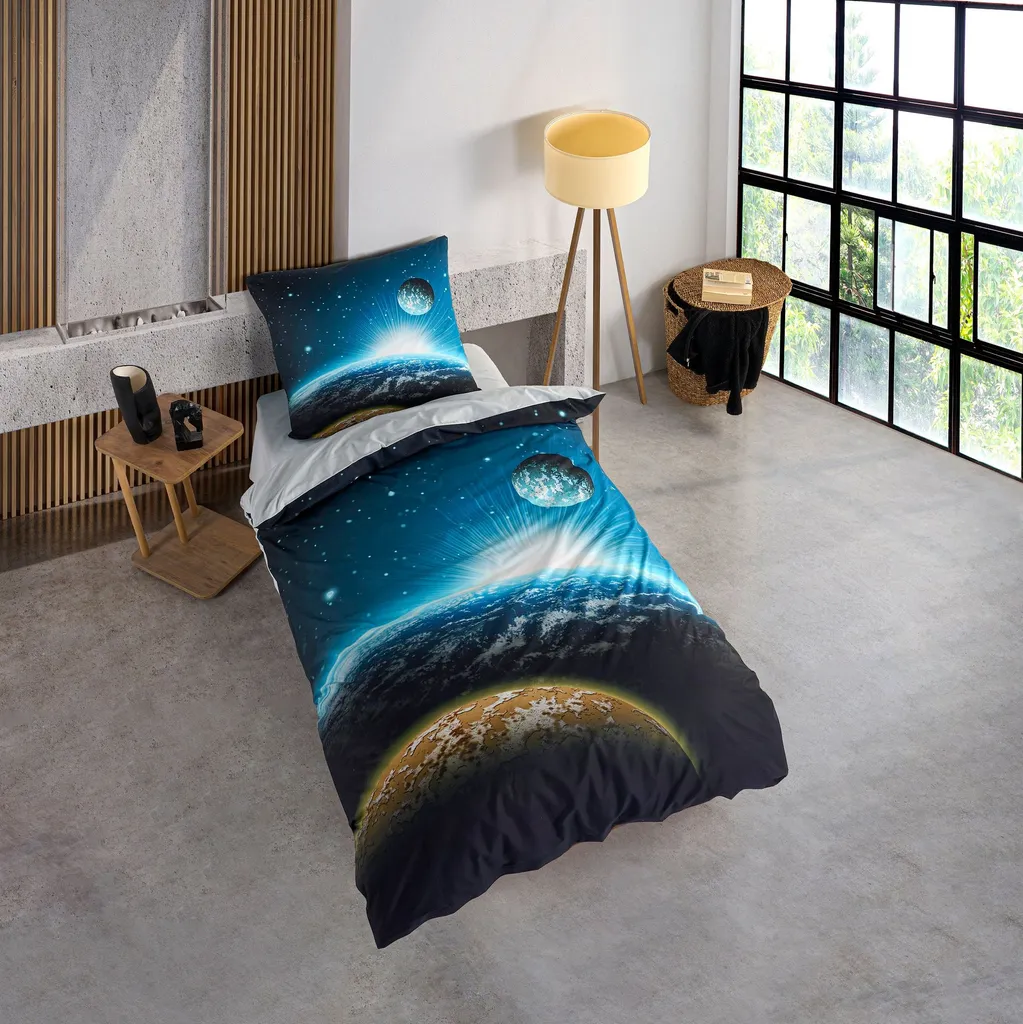 Set Biancheria Letto Luna e Pianeti 135x200 cm - Cotone Soft Touch