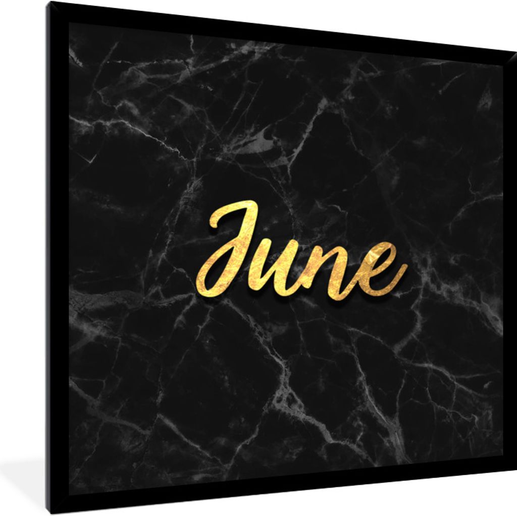 MuchoWow Gerahmtes Poster Zitat - Kalender - Juni - Gold 40x40 cm - Poster mit Schwarzem Bilderrahmen Wandposter Rahmen Foto Bilder - Mit Rahmen ...
