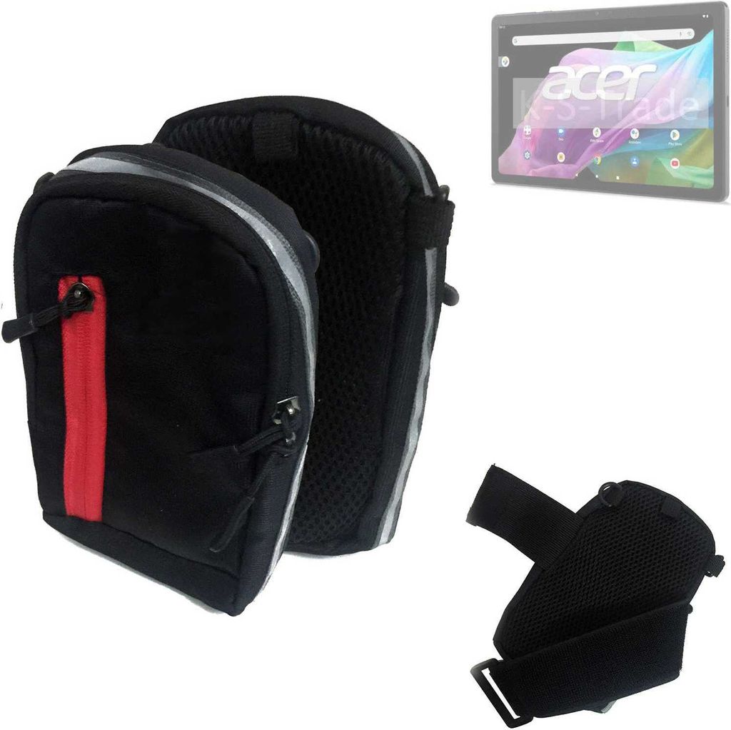 K-S-Trade Outdoor Gürteltasche Holster Umhängetasche kompatibel mit Acer Iconia Tab P10 schwarz Handy Tasche Case travelbag Schutz Hülle Handy