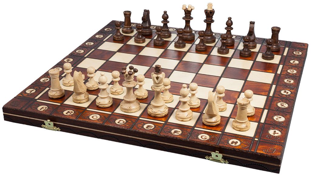 Schach; Sehr schönes Schachspiel aus Holz Schachbrett 41 x 41 cm 