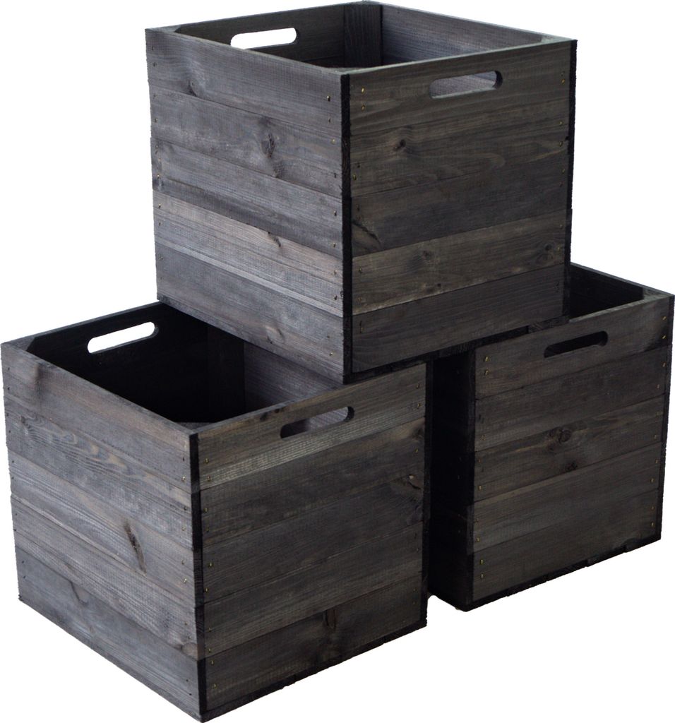 2er set Holzkiste schwarz lasiert passend für Kallax und Produktbild 7