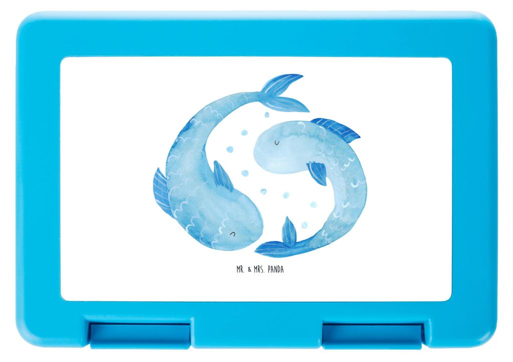 Mr. & Mrs. Panda Bento Box Sternzeichen Fische - Weiß - Geschenk, Lunchbox, Geburtstag Februar, Bentobox, Butterbrotdose, März, Vesperbox, Sternb...
