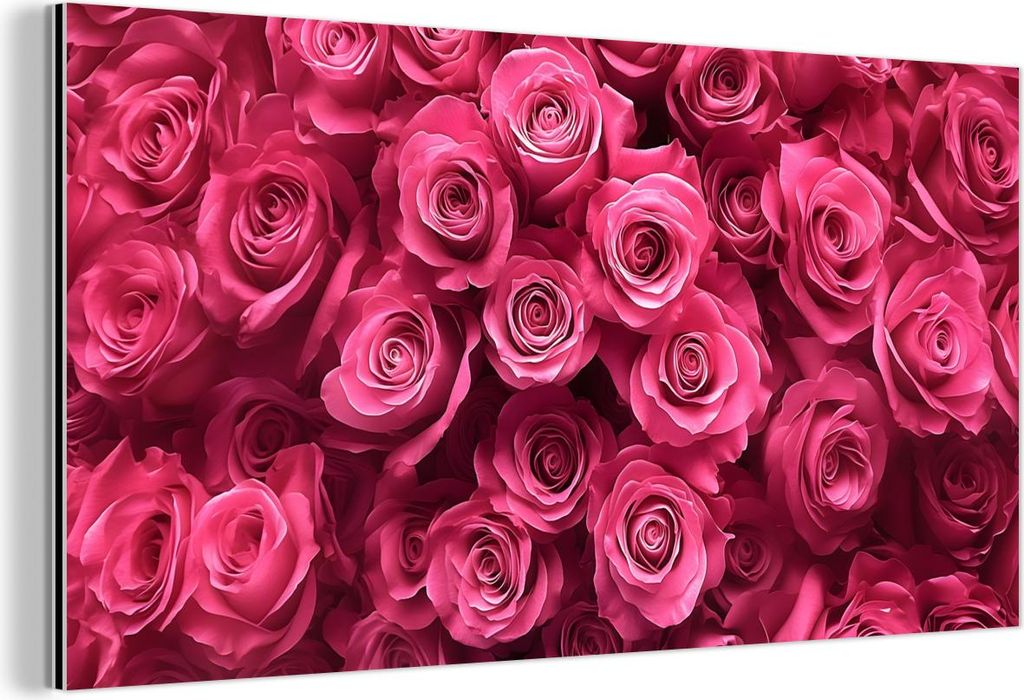 MuchoWow Wanddekoration Metall Metallbild Wandkunst 80x40 cm Rosen - Rosa - Blume MuchoWow Aluminium Gemälde - Wanddekoration - Alubild