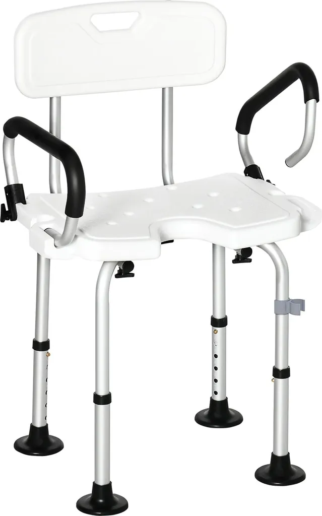Chaise de douche avec accoudoirs réglables blanc 54x52cm charge 136kg