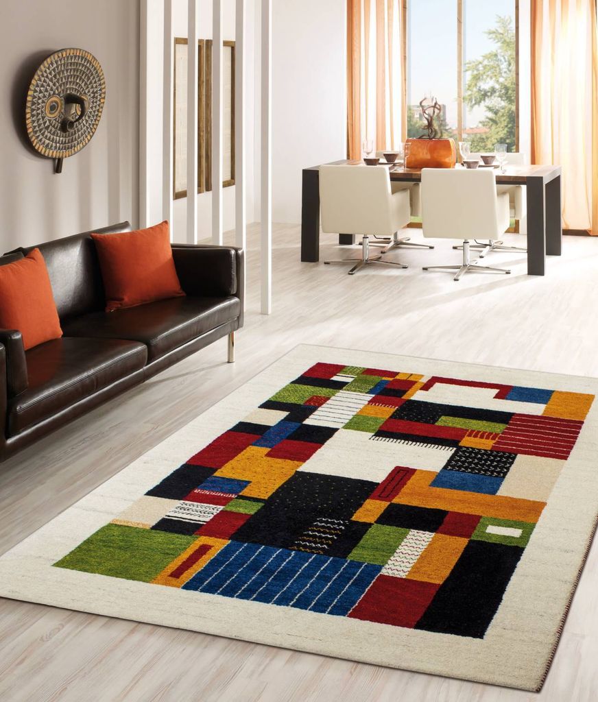 Teppich TRIVO | handgeknüpft | Farbe: beige; Größe: 70 x 140 cm | strapazierfähig und leicht zu reinigen | Wohnzimmer | Schlafzimmer