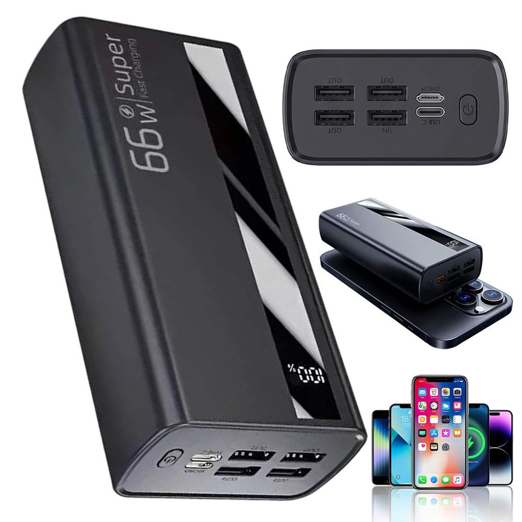 Juksun Powerbank, 60000mah Power Bank, 66W PD QC3.0 USB-C Produktbild 