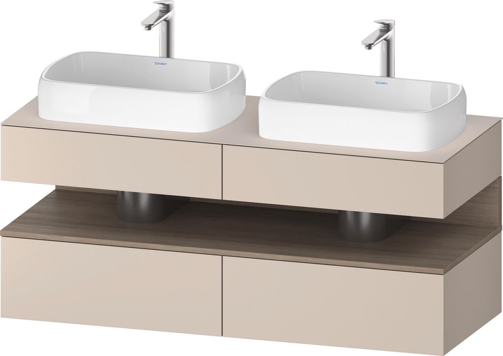 Duravit Qatego Konsolenwaschtischunterbau, 2 Auszüge, 2 Schubkästen, 2 Ausschnitte, 1400x550x600mm, Nische Eiche Terra, QA4767035830000