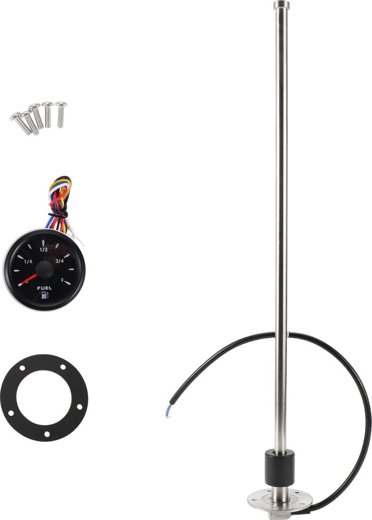 1 Satz Kraftstoff-Sendeinheit und Messgerät-Set 550mm Länge Boot Kraftstoff-Sendeinheit Marine Kraftstoff-Sender-Einheit Schwarz Silber Ton Metal...