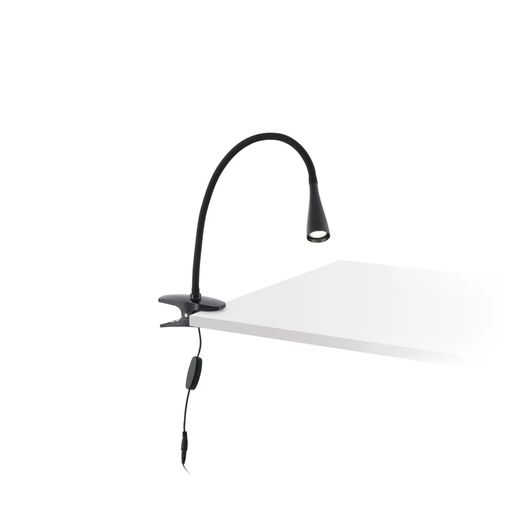Lampe LED à pince pour lecture LENA 5W 4000K noire spécial chevet
