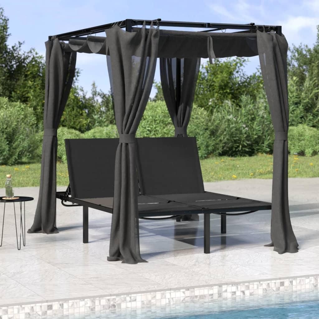 Double bain de soleil avec côtés et rideaux supérieurs Image du produit 