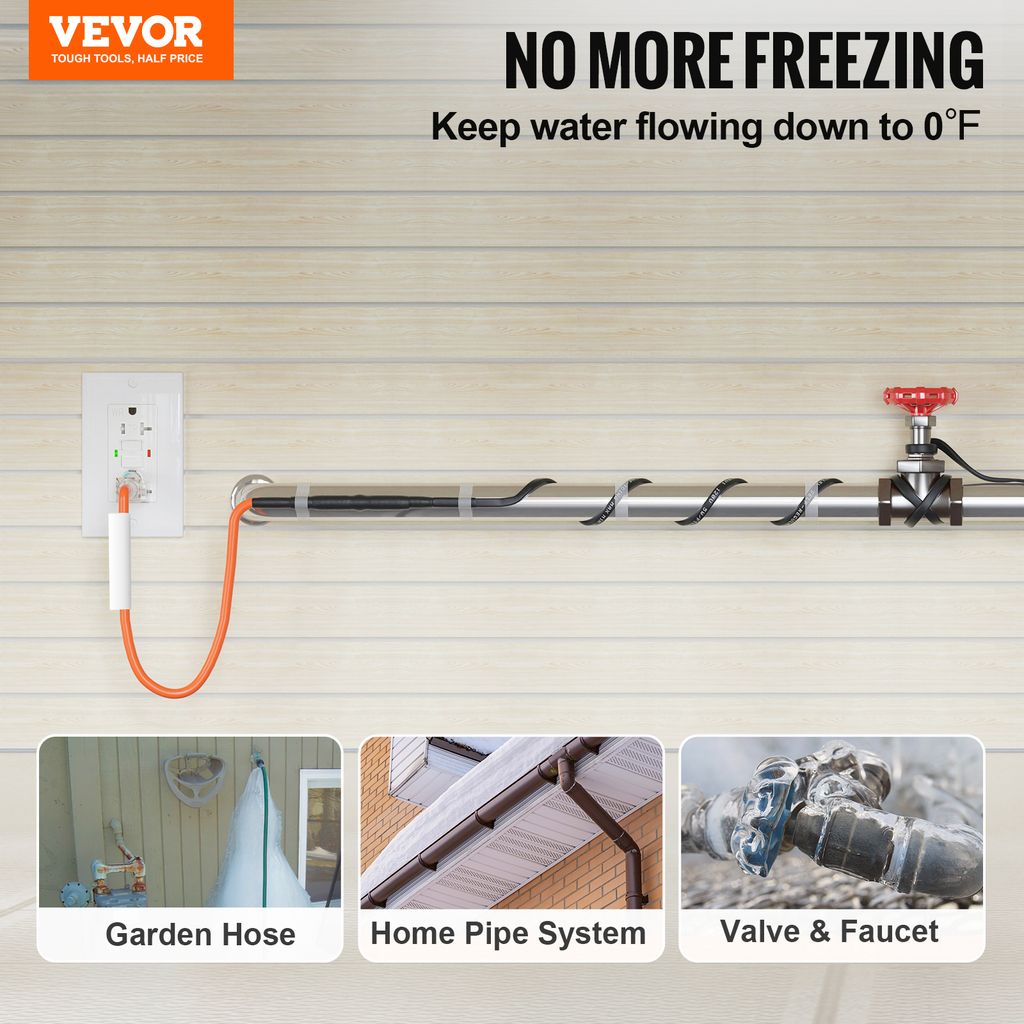 VEVOR samoregulační topný kabel do potrubí, 3,7 m, 16,4 Obrázek produktu 2