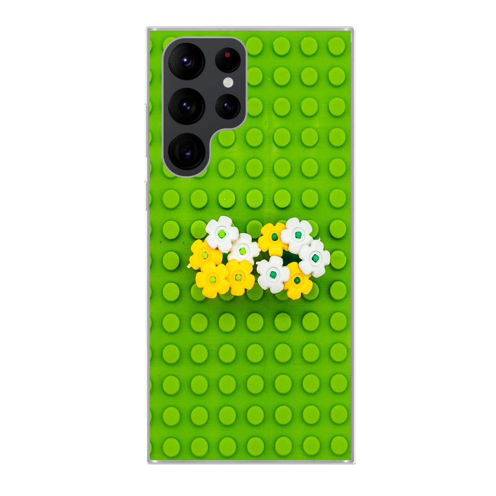 MuchoWow Handyhülle Schutzhülle Hülle für Samsung Galaxy S22 Ultra Unterlage mit Blumen Silikon Softcase Handy Hülle - Abbildung