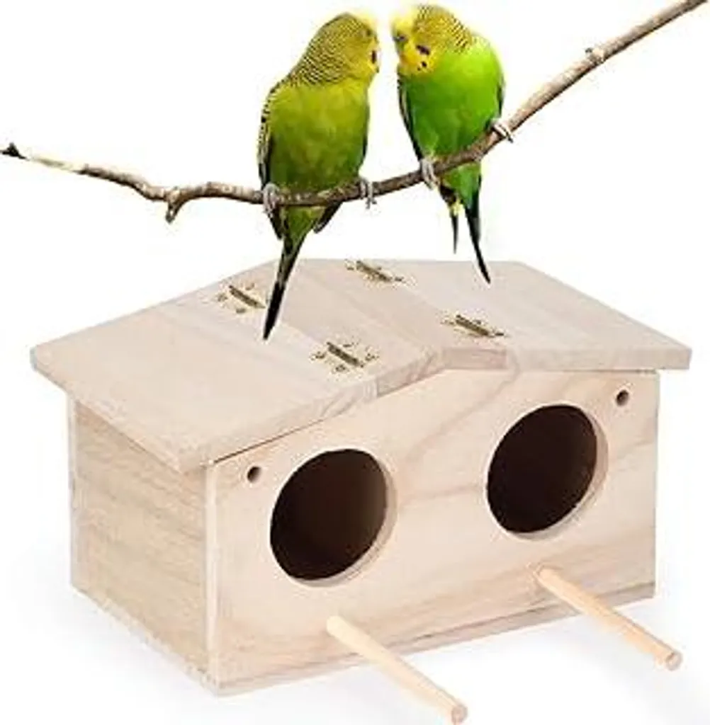 Nido in legno per parrocchetti, cacatua, uccelli, voliera, box di allevamento, incubatrice, pappagalli, nidi in legno, accessori per gabbie per uccelli domestici