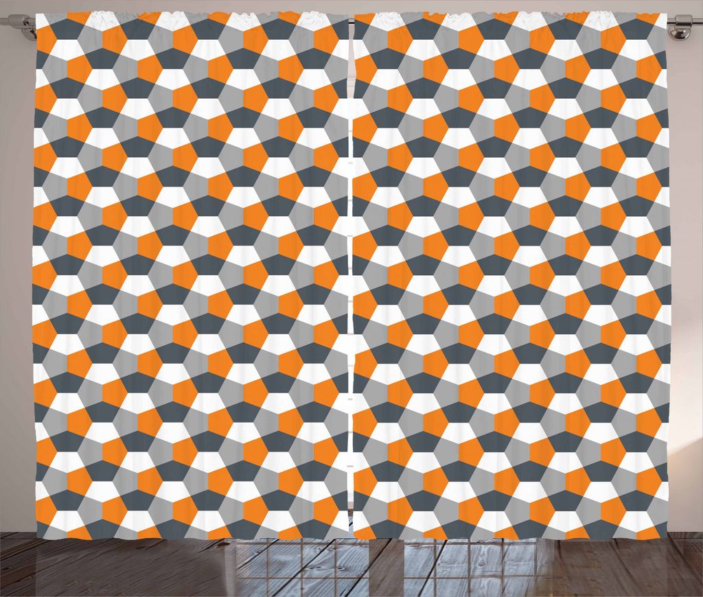 ABAKUHAUS Abstrakt Rustikaler Vorhang, Moderne Hexagonal Tile, Wohnzimmer Universalband Gardinen mit Schlaufen und Haken, 280 x 245 cm, Charcoal Gr...