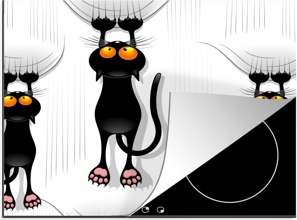 KitchenYeah Herdabdeckplatte Muster - Katze - Schwarz - Jungen - Mädchen - Kinder - Kinder , 60x52cm, Küche Deko, Glaskeramikkochfeld Herdabdec...