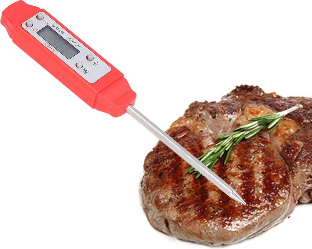 Digitales Lebensmittel-Thermometer Automatische Kalibrierung Stift Stil hohe Genauigkeit elektronische Tasche Thermometer rot