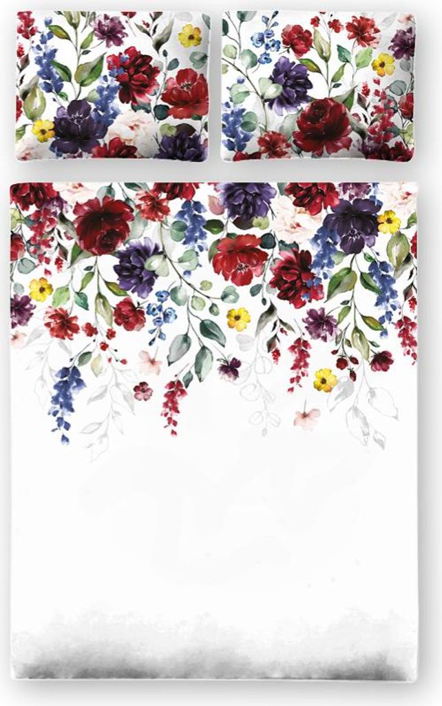 Bettwäsche, Baumwollsatin, Exklusiv, Premium 160x200 Jolanda Bunte Blumen