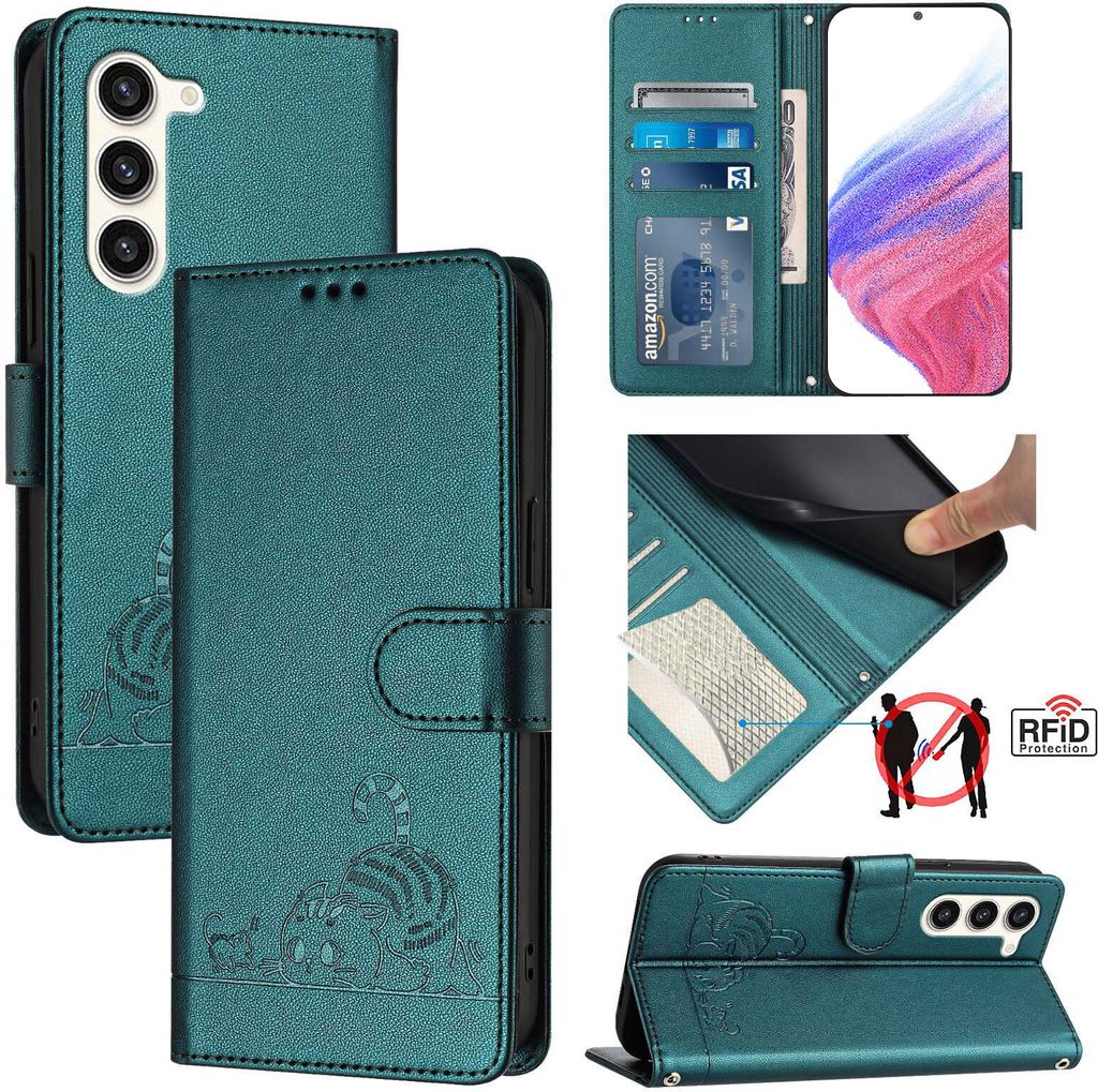 Leder Hülle für Samsung Galaxy S23+ Süße Katze Flip Case Produktbild 