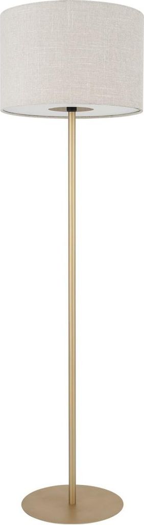 Stehlampe Metall Stoff 163 cm in Gold gebürstet Creme E27 rund Modern