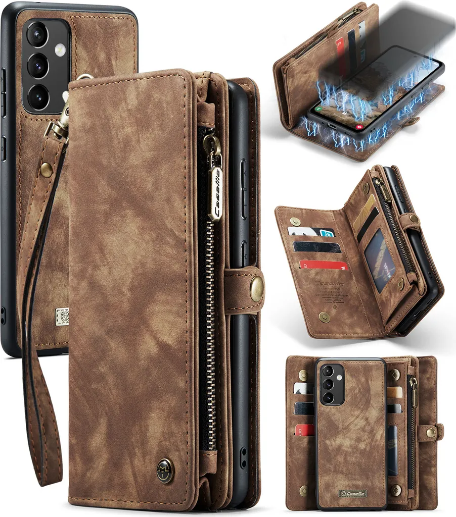 Cover Portafoglio Samsung A54 5G Pelle Marrone Business con Zip