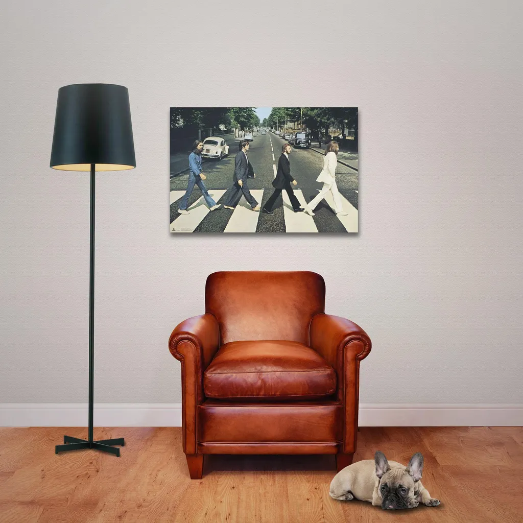 Poster Beatles Abbey Road Finition Premium et Support Bois Noir 92 cm - 3