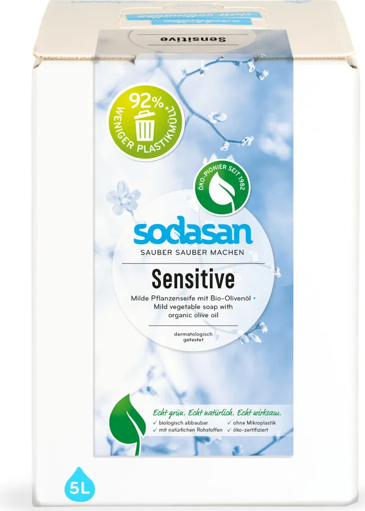 Savon liquide mains et corps SODASAN Sensitiv bidon familial 5L