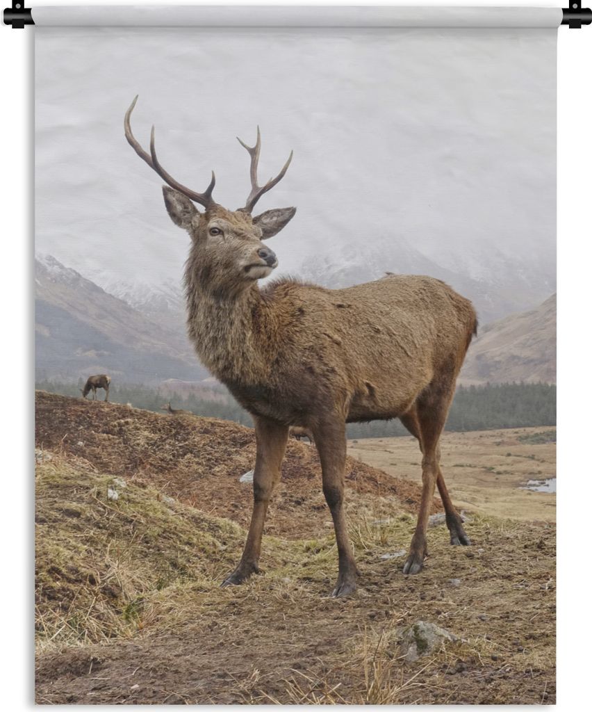 MuchoWow Wandteppich Wandbehang Hirsche - Tiere - Berge 150x200 cm Tapisserie Dekoration Wandtuch - Wandaufhängung - Moderner